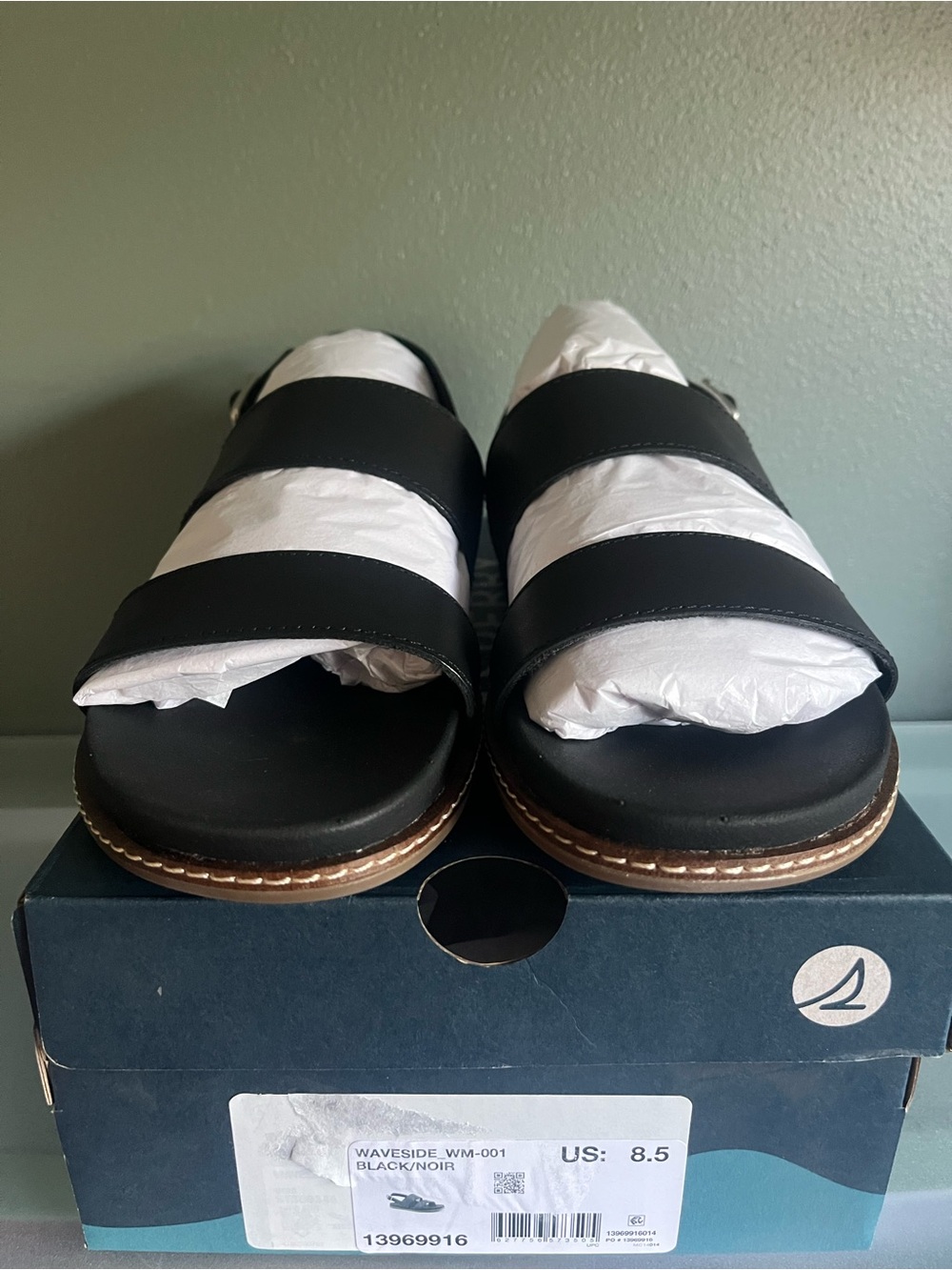 Sperry Waveside Double Strap Sandals Black Women’s 8.5 New in Box